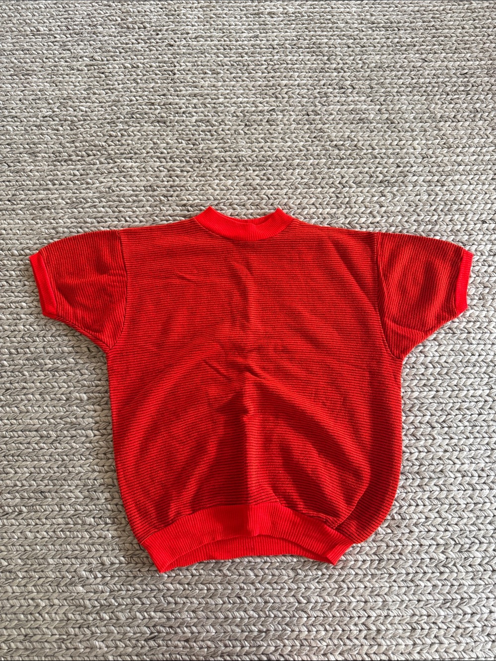 Le Crown Vintage Bright Red Short-Sleeve Knit Sweater Top